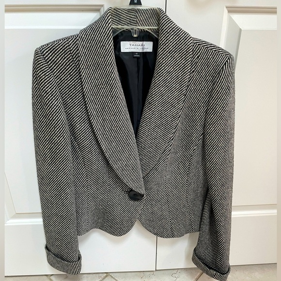 Tahari ASL Wool Blend Fully Lined One Button Cuff Sleeve Double Breasted Jacket - Picture 1 of 11